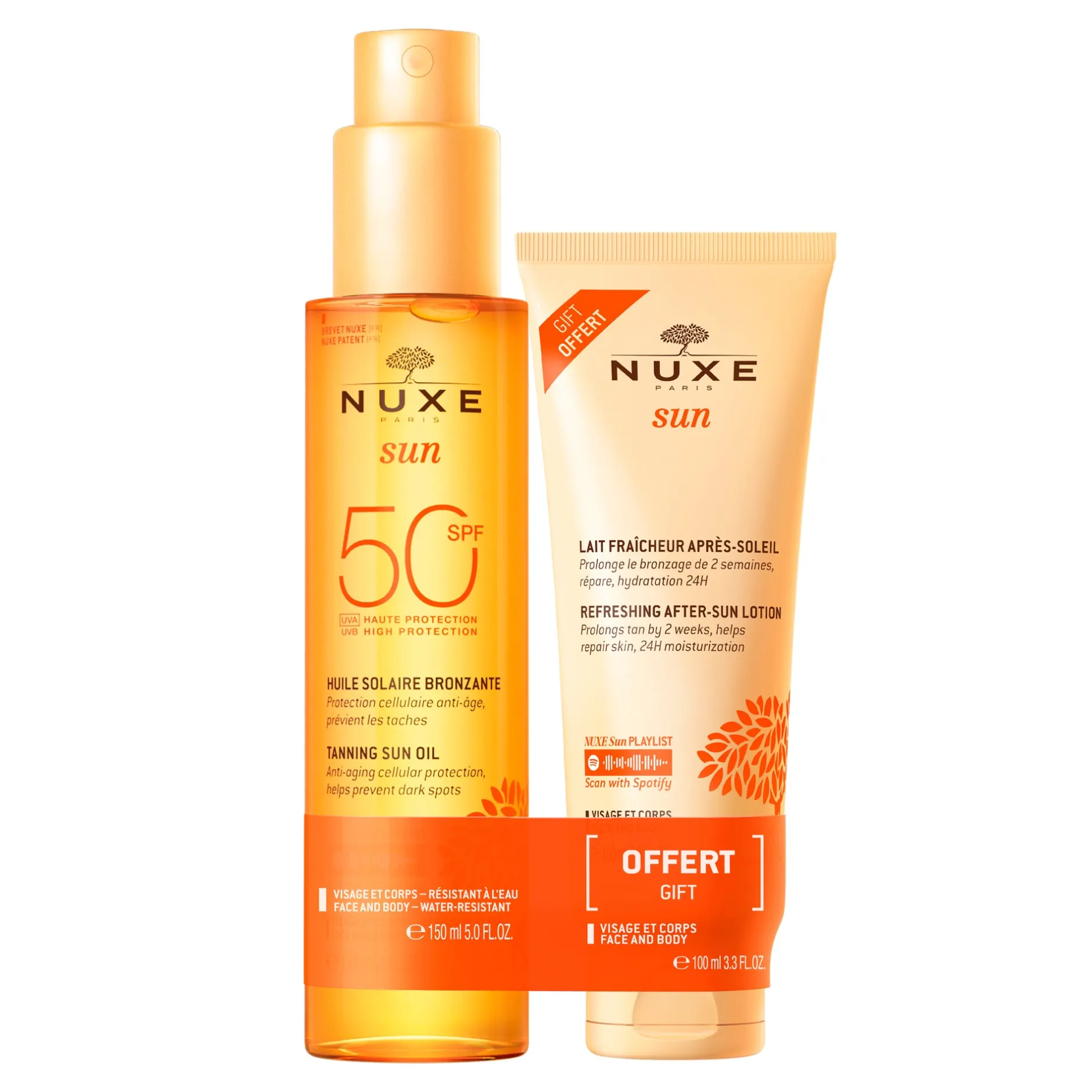 NUXE After-Sun | Körper Sonnenschutz*Sonnenduo Huile SPF50 und kostenloses After-Sun-Paket