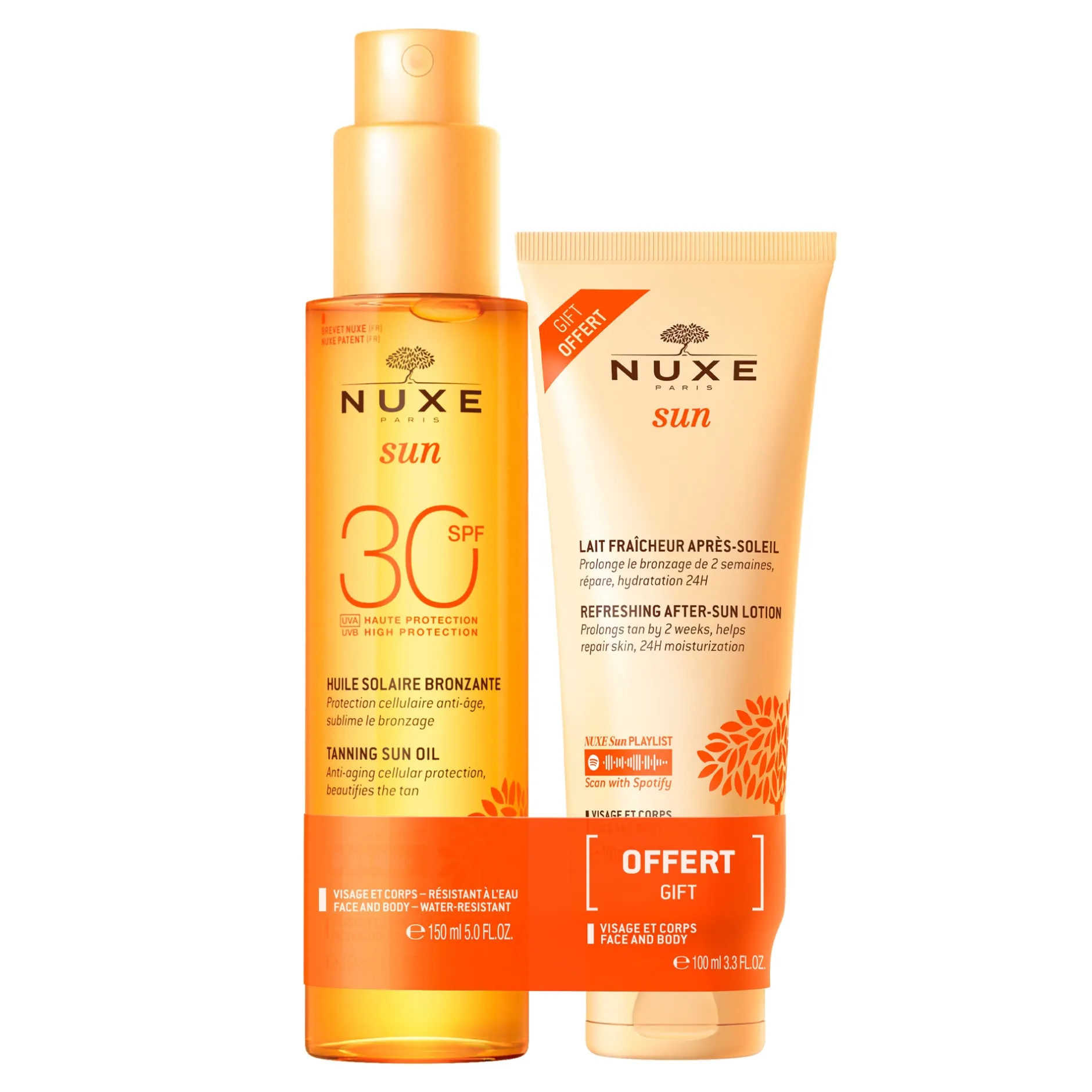 NUXE After-Sun | Körper Sonnenschutz*Sonnenduo Huile SPF30 und kostenloses After-Sun-Paket